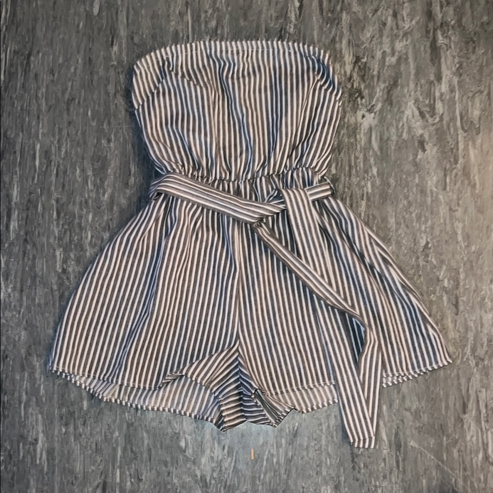 Striped Strapless Romper